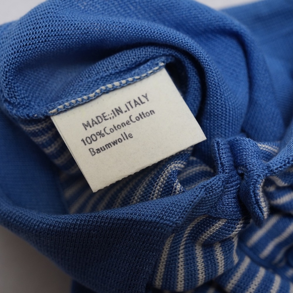 Vintage Modigliani Knit Polo Shirt Mens 48 Blue Striped Made in Italy 90s Retro - Picture 15 of 16